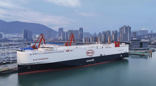 Kapal Cargo BYD Changzhou untuk ekspor mobil BYD dari China. Foto: Dok. BYD 