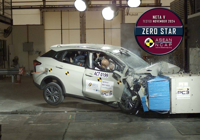 Neta V diganjar nol bintang uji tabrak ASEAN NCAP. Foto: dok. ASEAN NCAP