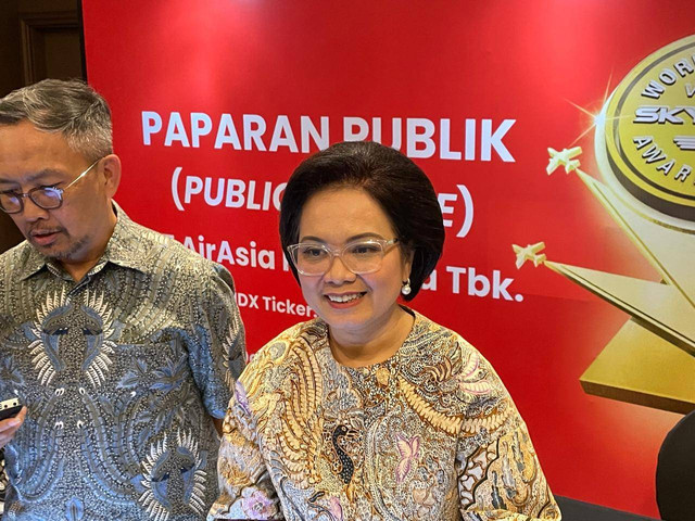 Direktur Utama Indonesia AirAsia, Veranita Yosephine dalam acara Public Expose PT AirAsia Indonesia Tbk. (CMPP) di Jakarta, Rabu (11/12). Foto: Ghifari/kumparan 