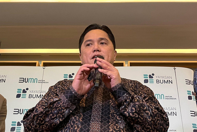 Menteri BUMN Erick Thohir saat Final Showcase Pikiran Terbaik Negeri Yayasan BUMN di Jakarta, Rabu (11/12/2024). Foto: Fariza Rizky Ananda/kumparan