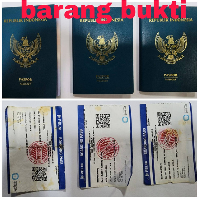 Barang bukti paspor milik ketiga pekera migran yang hendak masuk ke Malaysia secara ilegal. Foto: Dok. Polresta Pontianak