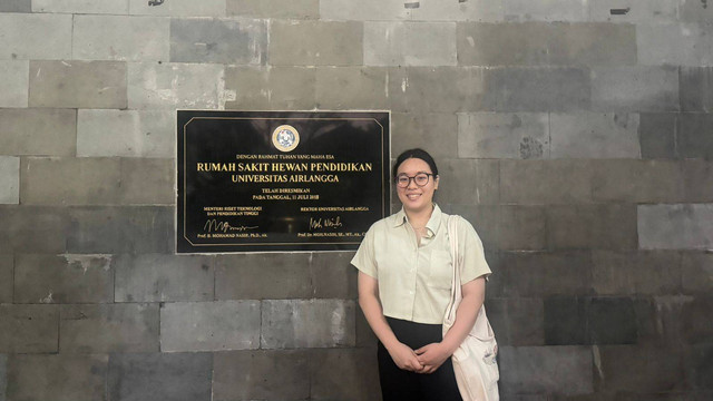 "A picture of me (the author) in front of Rumah Sakit Hewan of Universitas Airlangga."