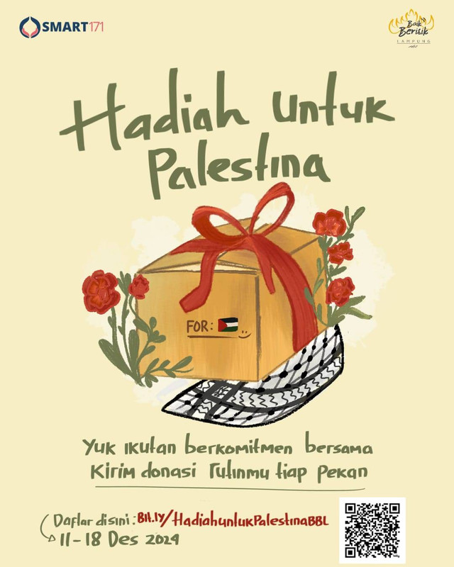 Flayer program Hadiah untuk Palestina. | Foto: Dok. Baik Berisik Lampung