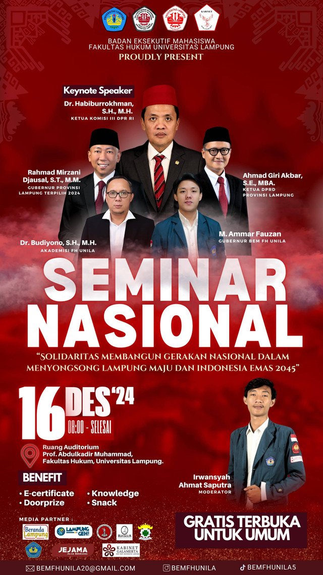 Flayer kegiatan seminar nasional. | Foto: Dok. BEM FH Unila