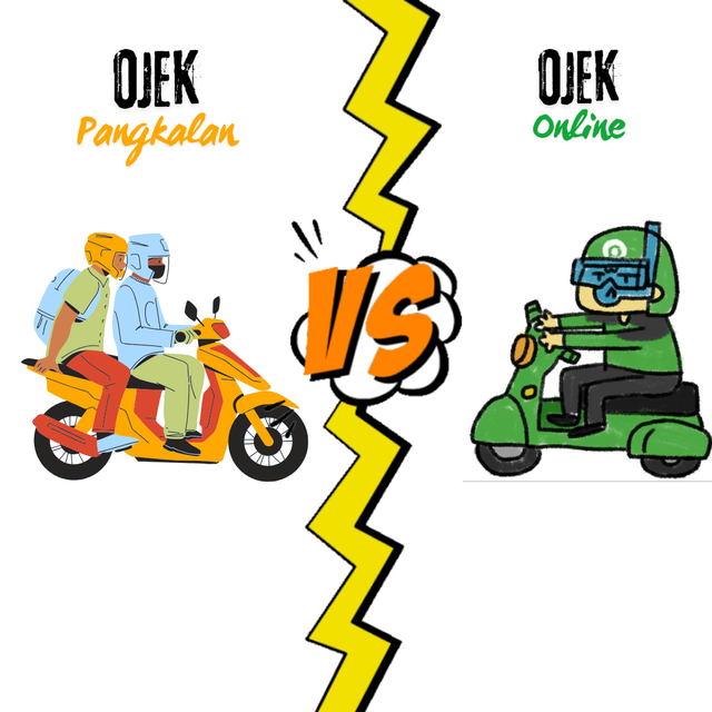 Opang vs Ojol ( Image from : Edited by Canva )