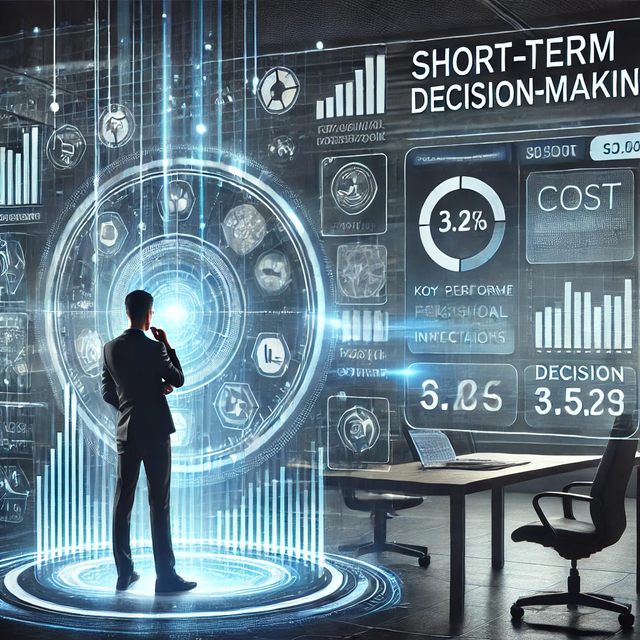 Visualisasi Strategis: Mengambil Keputusan Jangka Pendek dengan Data dan Teknologi. Dihasilkan menggunakan DALL-E, OpenAI, 2024.