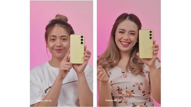 Buat konten video transisi yang awesome dengan Galaxy A55 5G. Foto: Samsung