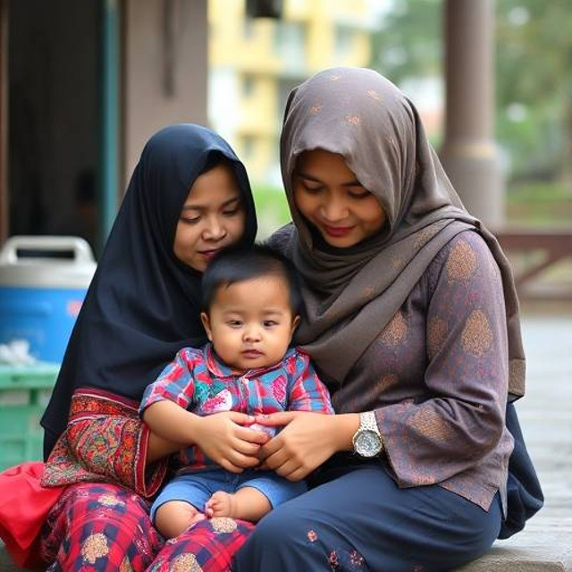 Foto : Ibu pekerja yang memiliki 2 anak, (Sumber : Gambar dibuat menggunakan AI)