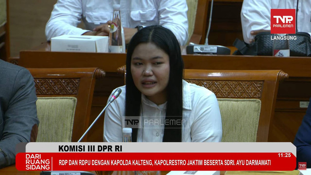 Ayu Darmawati menghadiri Rapat dengar pendapat (RDP) dengan Komisi III DPR RI di Kompleks Senayan, Jakarta, Selasa (17/12/2024). Foto: Youtube/ TV Parlemen