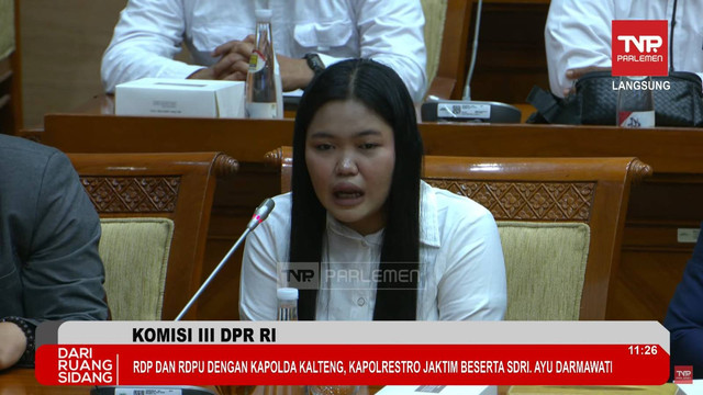 Ayu Darmawati menghadiri Rapat dengar pendapat (RDP) dengan Komisi III DPR RI di Kompleks Senayan, Jakarta, Selasa (17/12/2024). Foto: Youtube/ TV Parlemen