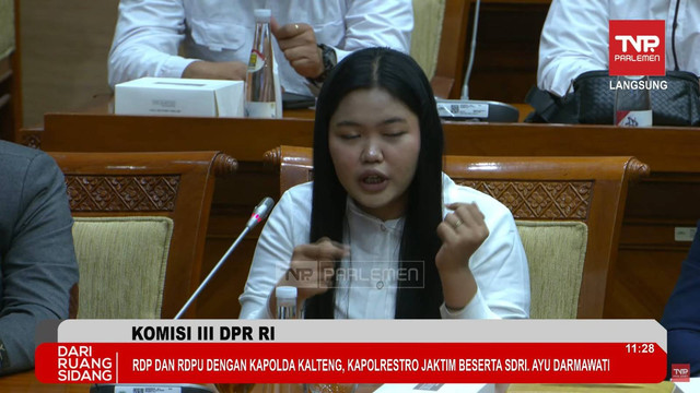 Ayu Darmawati menghadiri Rapat dengar pendapat (RDP) dengan Komisi III DPR RI di Kompleks Senayan, Jakarta, Selasa (17/12/2024). Foto: Youtube/ TV Parlemen