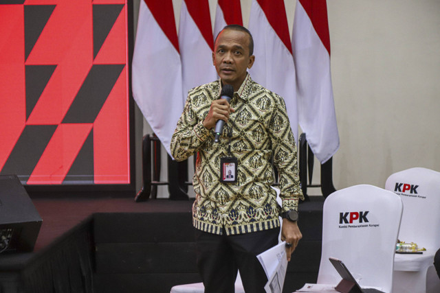 Suasana saat konferensi pers capaian kinerja KPK 2019-2024 di Gedung Merah Putih KPK, Jakarta, Selasa (17/12/2024). Foto: Iqbal Firdaus/kumparan