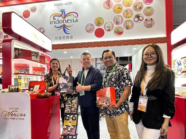 WORCAS, kopi luwak premium asal Indonesia, saat mewakili kopi Indonesia di ajang bergengsi China International Import Expo (CIIE) 2024. Foto: Istimewa