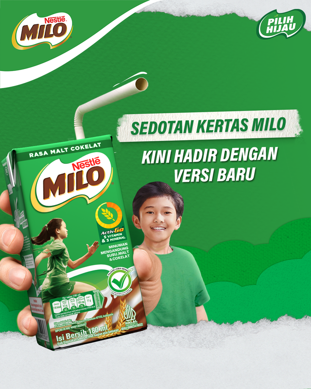 MILO mengenalkan sedotan kertas versi baru sebagai alternatif pengganti sedotan plastik. Foto: dok. MILO