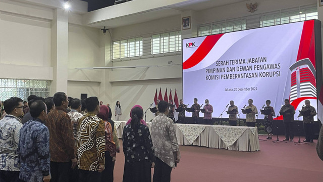 Serah terima jabatan pimpinan dan Dewan Pengawas KPK 2024-2029 di Gedung Merah Putih KPK, Jakarta, Jumat (20/12/2024). Foto: Fadhil Pramudya/kumparan