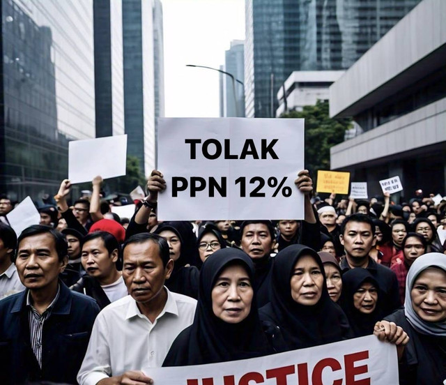 Ilustrasi AI: Masyarakat Demo Menolak Kenaikan Pajak 12%