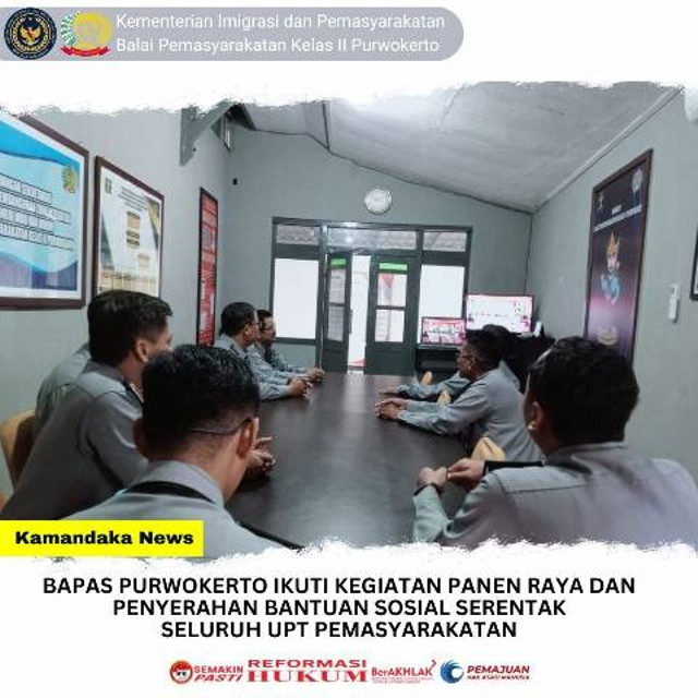 Bapas Purwokerto Ikuti Kegiatan Panen Raya dan Penyerahan Bansos Serentak