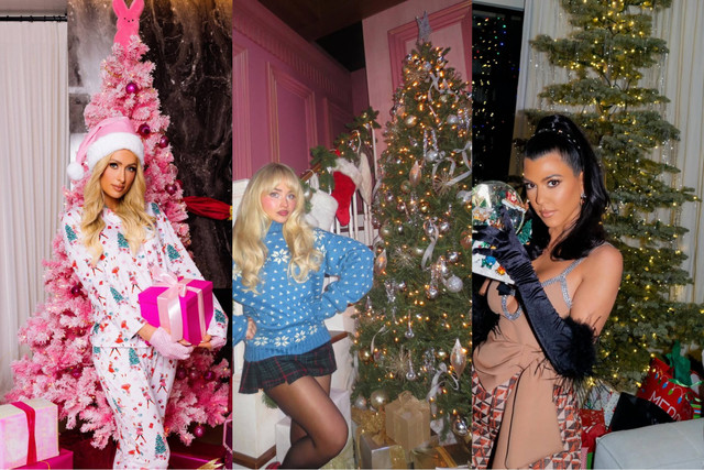 Deretan pohon Natal unik seleb Hollywood. Foto: Instagram @parishilton, @sabrincarpenter, @kourtneykardashian