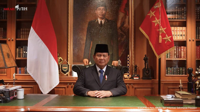 Presiden Prabowo Subianto menyampaikan ucapan Natal dan Tahun Baru 2025. Foto: YouTube/ Sekretariat Presiden