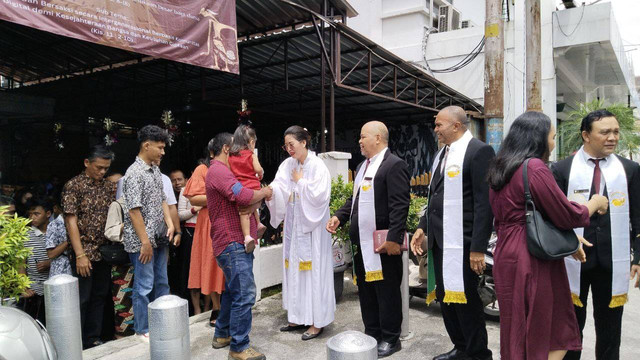 Suasana Natal di Gereja Protestan Marga Mulya, Ngupasan, Gondomanan, Kota Jogja, Daerah Istimewa Yogyakarta (DIY), Rabu (25/12/2024).Foto: Hadid Husaini