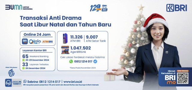 Manfaatkan layanan terbatas selama libur Natal dan Tahun Baru dengan BRI. Foto: Dok. BRI