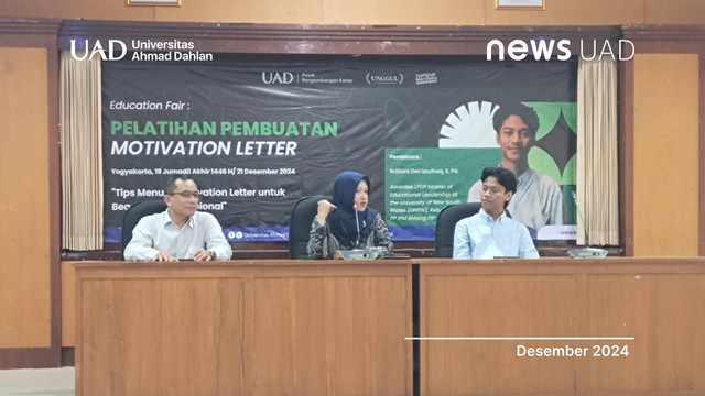 Pelatihan Motivattion Letter di Universitas Ahmad Dahlan (UAD) (Dok. Rini)