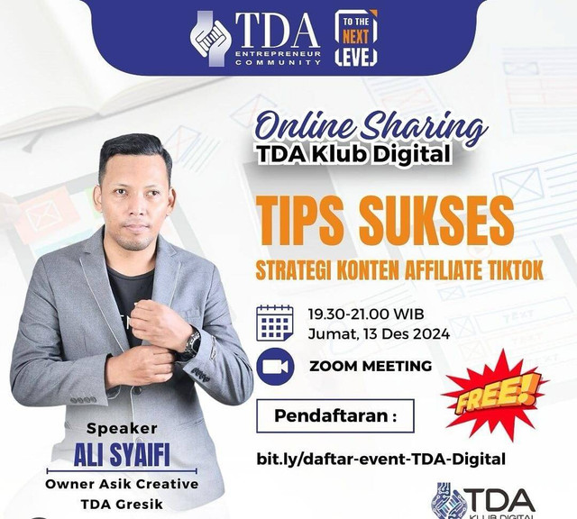 TDA Pusat Gelar Sharing Bisnis Tips Sukses Strategi Konten Affiliate Tiktok