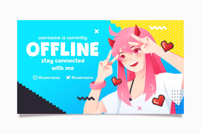 ilustrasi Vtuber sebagai avatar 2d pada siaran langsung di platform distribusi media | sumber: https://www.freepik.com/free-vector/anime-offline-banner-twitch_17959229.htm#fromView=search&page=1&position=4&uuid=1f2598c7-5a86-4c24-86bd-f1285d671eed&new_detail=true