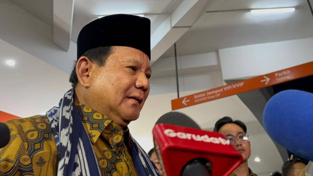 Presidne Prabowo Subianto usai acara Perayaan Natal Nasional di Indonesia Arena, GBK, Jakarta pada Sabtu (28/12). Foto: Abid Raihan/kumparan