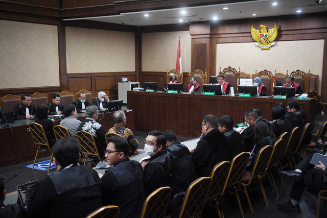 Suasana sidang pembacaan putusan kasus dugaan korupsi tata niaga komoditas timah di wilayah izin usaha pertambangan (IUP) PT Timah tahun 2015-2022 di Pengadilan Tipikor, Jakarta, Senin (30/12/2024). Foto: Akbar Nugroho Gumay/ANTARA FOTO