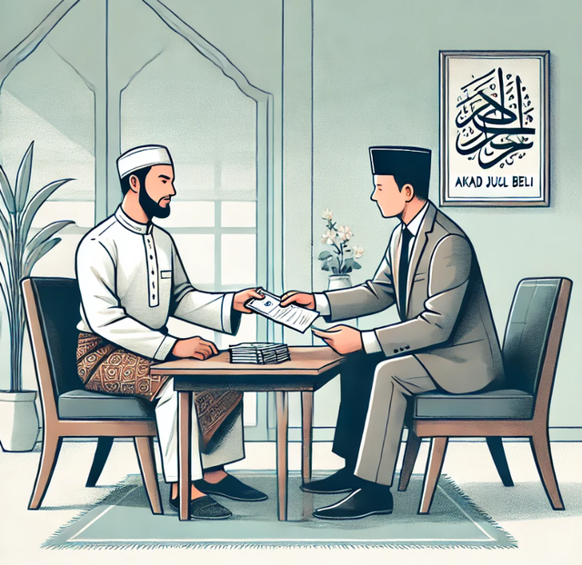 ilustrasi salah satu akad dalam fiqih muamalah sumber (Chat GPT)