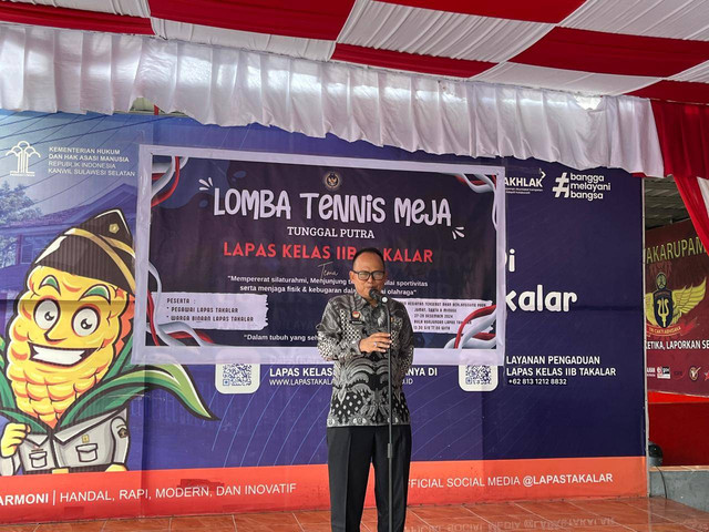 Pererat Silaturahmi, Lapas Takalar Gelar Pertandingan Tenis Meja 