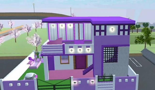 Ilustrasi ID Sakura School Simulator rumah mewah aesthetic. Foto: gameloop