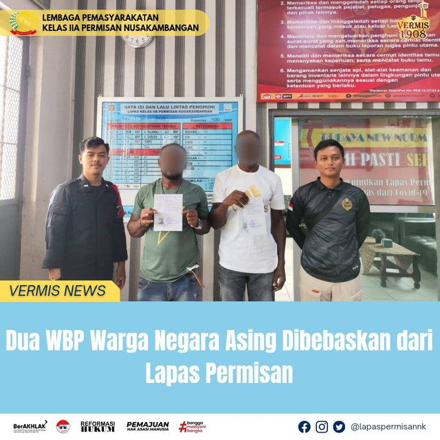 Dua WBP Warga Negara Asing Dibebaskan dari Lapas Permisan