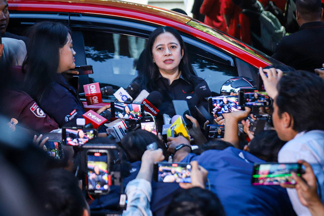 Ketua Bidang Politik Partai PDI-Perjuangan Puan Maharani ditemui wartawan usai menghadiri HUT PDIP ke-52 di Sekolah Partai DPP PDIP, Jakarta, Jumat (10/1/2025). Foto: Iqbal Firdaus/kumparan