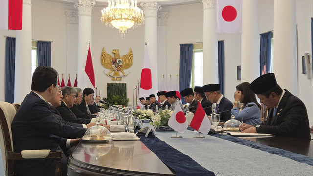 Suasana pertemuan bilateral Jepang dan Indonesia di Istana Kepresidenan Bogor, Jawa Barat, Sabtu (11/1/2025). Foto: Zamachsyari/kumparan