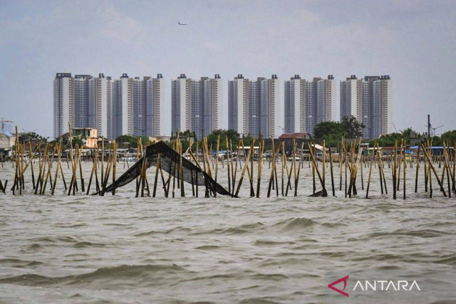 (Ilustrasi Pagar laut di pesisir utara Banten, Sumber : cdn.antaranews.com)