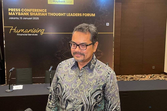 Direktur (Unit Usaha Syariah), Maybank Indonesia Romy Hardiansyah Buchari di Hotel Fairmont Jakarta, Senin (13/1/2025). Foto: Ghifari/kumparan 