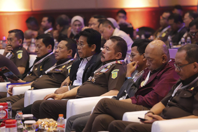 Jaksa Agung ST Burhanuddin saat Rakernas Kejaksaan RI di Hotel Sultan, Jakarta, Selasa (14/1/2025). Foto: Jamal Ramadhan/kumparan