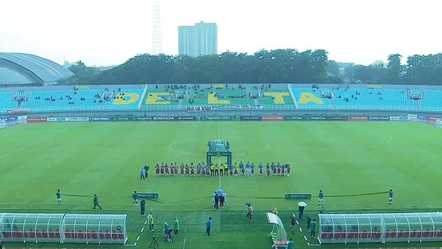 Pertandingan Pegadaian Liga 2 Grup 3, antara Deltras FC Sidoarjo vs Persibo Bojonegoro, di Stadion Delta Sidoarjo, Sabtu (11/01/2024). (Aset: Istimewa)