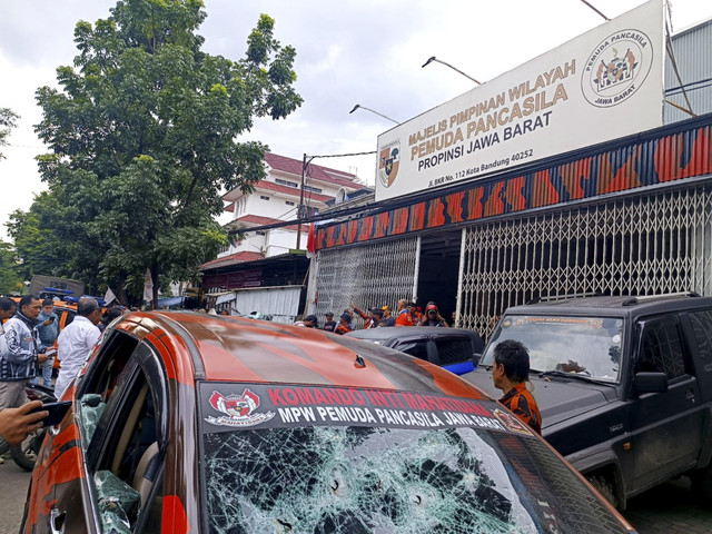 Suasana kantor Majelis Pimpinan Wilayah Pemuda Pancasila Provinsi Jawa Barat di Jalan BKR, Kota Bandung, pada Rabu (15/1/2025). Foto: Robby Bouceu/kumparan