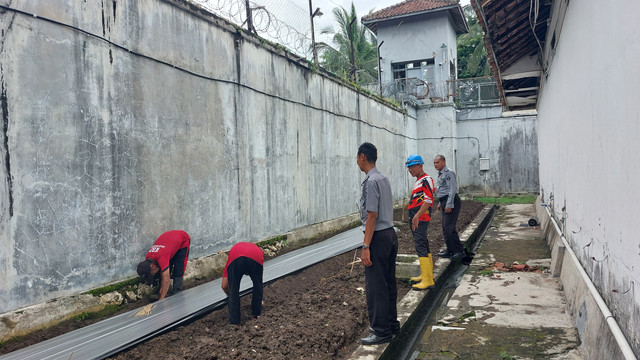 Siapkan Lahan Ketahanan Pangan, Lapas Besi Memasang Mulsa untuk Tanam Cabai