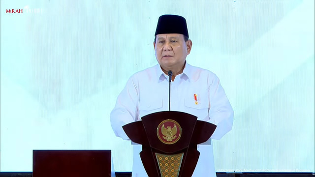 Presiden Prabowo Subianto hadiri Munas Konsolidasi Persatuan Kadin Indonesia di Jakarta, Kamis (16/1/2025). Foto: YouTube/ Sekretariat Presiden