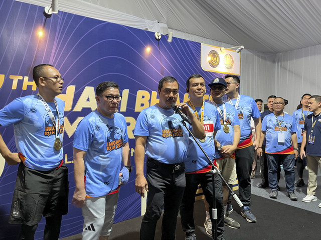 Menteri Imigrasi dan Pemasyarakatan Republik Indonesia, Agus Andrianto, usai menghadiri Festival Imigrasi, di Gelora Bung Karno (GBK), Jakarta Pusat, Minggu (19/1/2025). Foto: Alya Zahra/kumparan 