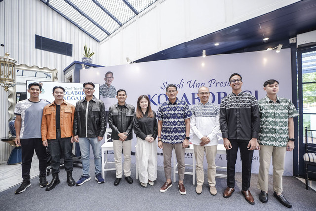 Sandiaga Uno hadiri  peluncurkan Kolaborasi Bangga Lokal bersama Brand Ultimate U, Fatih, Prabu, dan Astiga di Kebayoran Baru, Jakarta, pada Sabtu (18/1/2025). Foto: Dok. Istimewa