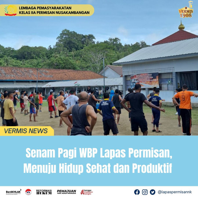 Senam Pagi WBP Lapas Permisan, Menuju Hidup Sehat dan Produktif 