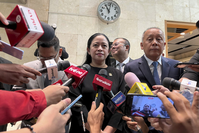 Ketua DPR RI Puan Maharani menjawab pertanyaan wartawan di Komplek Parlemen Senayan, Jakarta Pusat, Selasa (21/1/2025). Foto: Alya Zahra/kumparan 