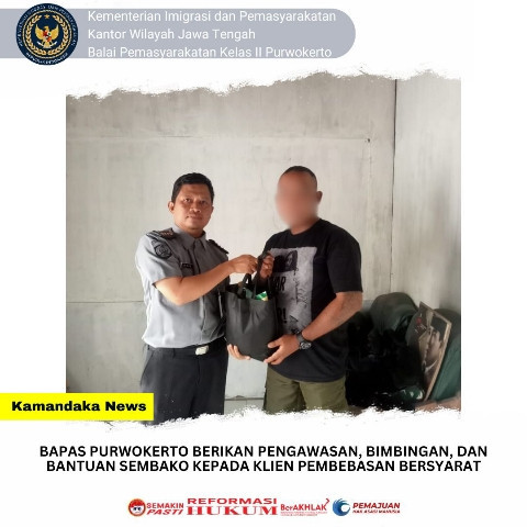 Bapas Purwokerto Berikan Bantuan Sembako kepada Klien PB