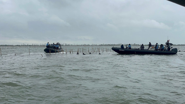 Kondisi Pagar Laut Tangerang, Banten, Rabu (22/1/2025).  Foto: Rayyan Farhansyah/kumparan