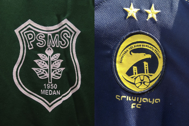 Kolase foto PSMS Medan dan Sriwijaya FC. Foto: Shutterstock